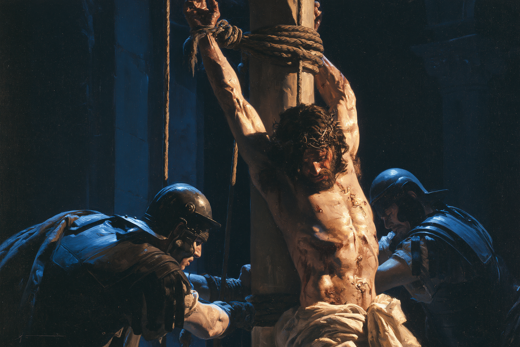 La Flagellation du Christ — Clair-obscur bleu nuit · Paysage n° 8 — aperçu de la finition sélectionnée