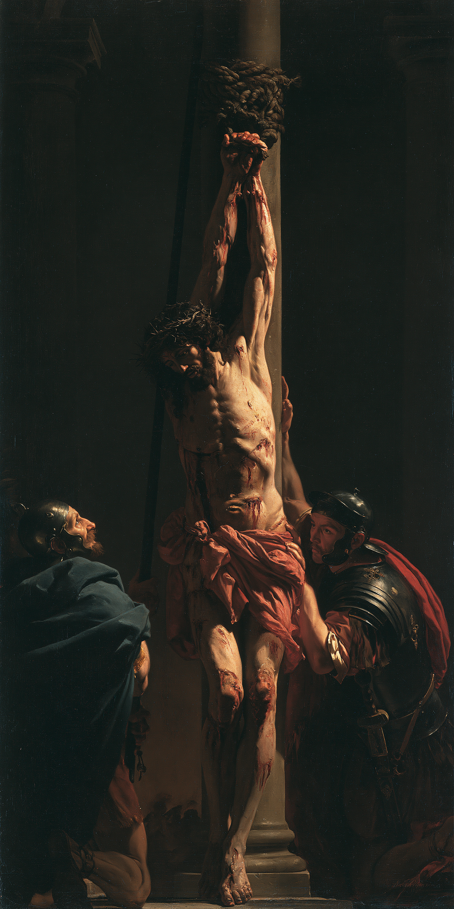 La Flagellation du Christ — Clair-obscur bleu nuit · Portrait n° 1 — aperçu de la finition sélectionnée