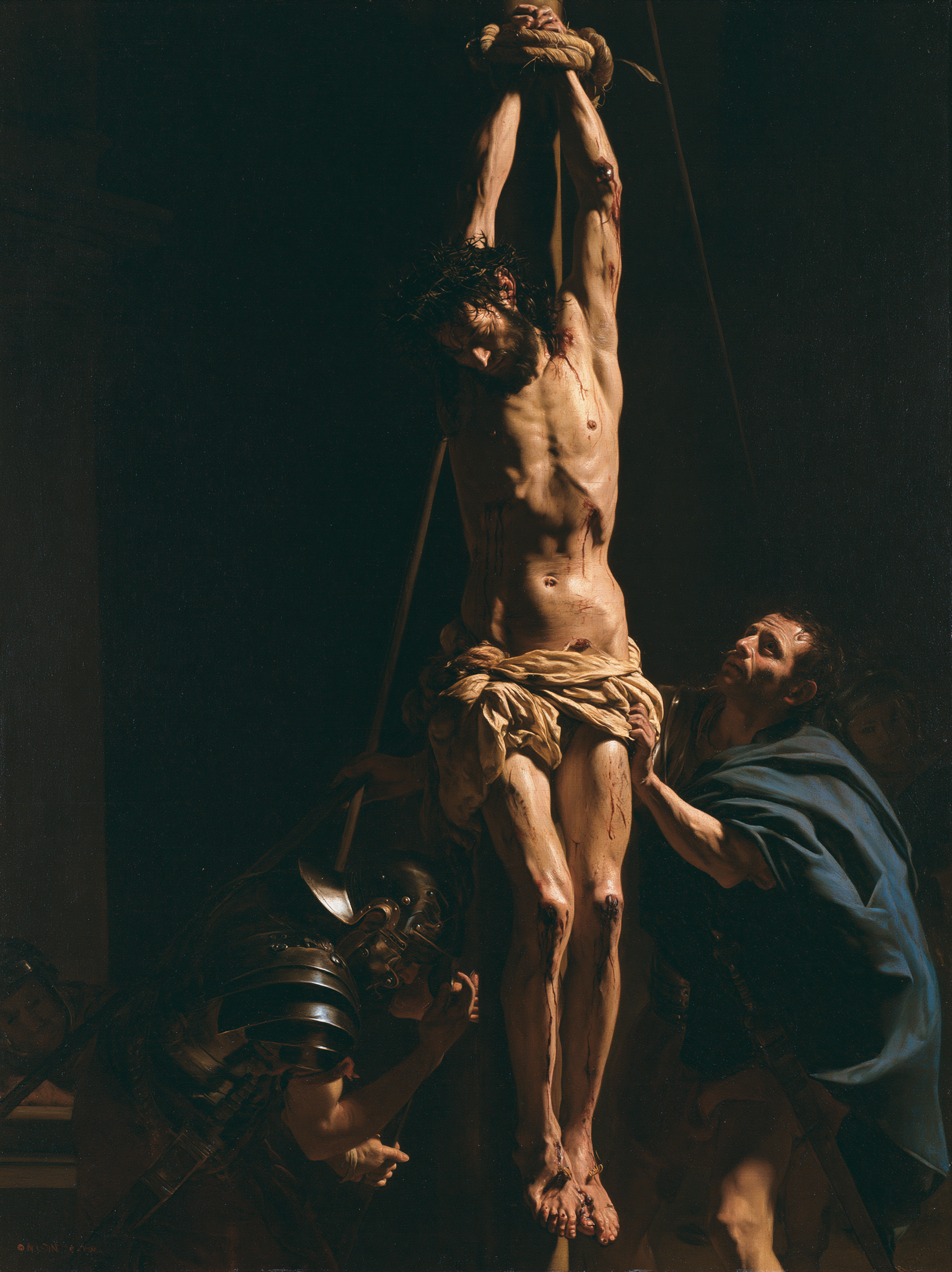 La Flagellation du Christ — Clair-obscur bleu nuit · Portrait n° 16 — aperçu de la finition sélectionnée
