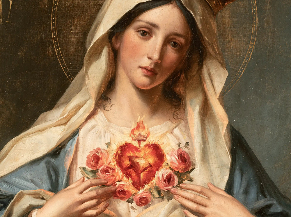 Mary with the Immaculate Heart as the central symbol in The Heart as Central Symbol style, landscape Christian artwork no. 7