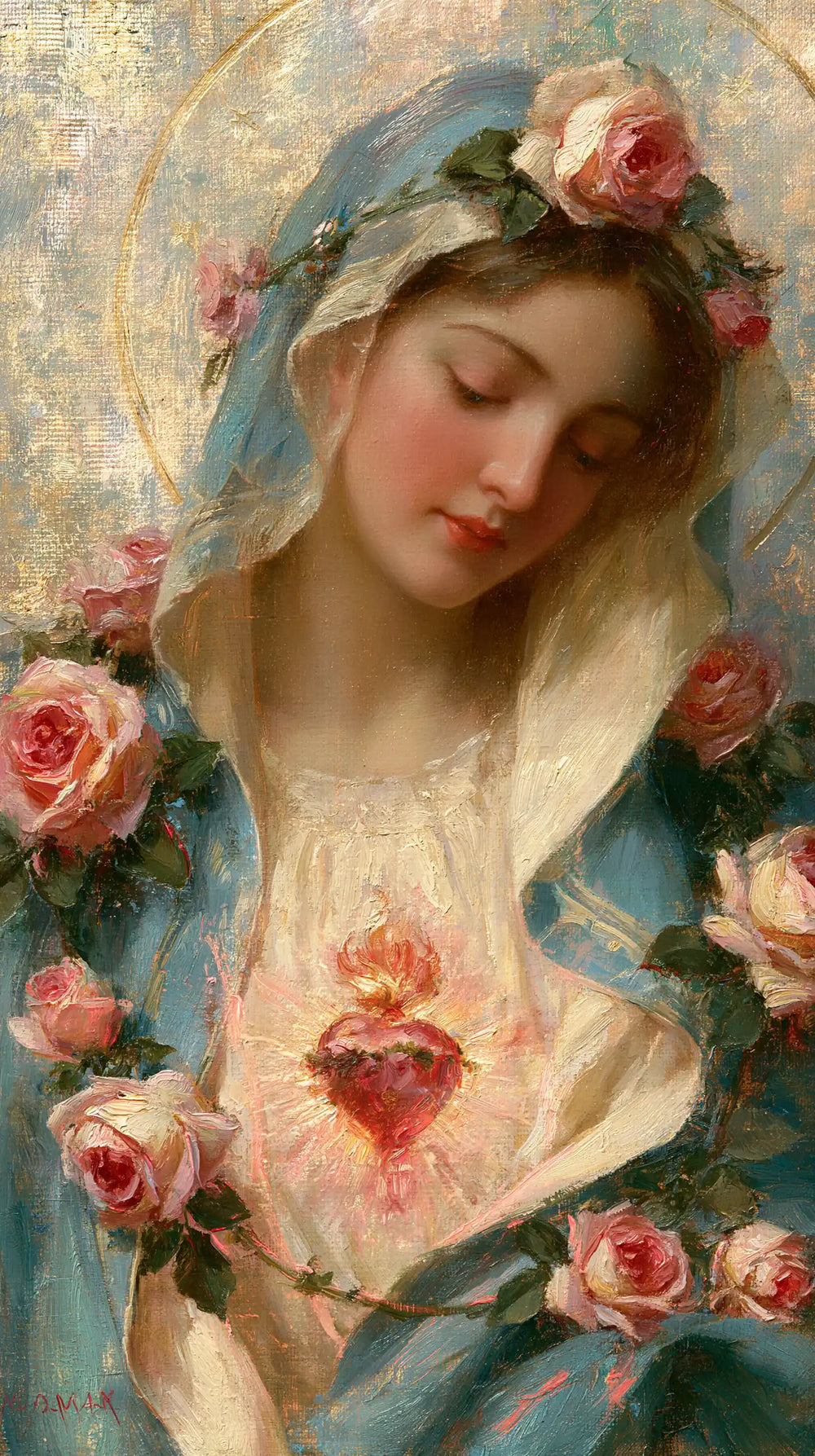 the Immaculate Heart of Mary in an impressionist atmosphere in Impressionist style, portrait Christian artwork no. 2
