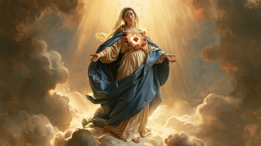 Immaculate Heart of Mary - Mary upon the Clouds with the Immaculate Heart · Landscape n° 9