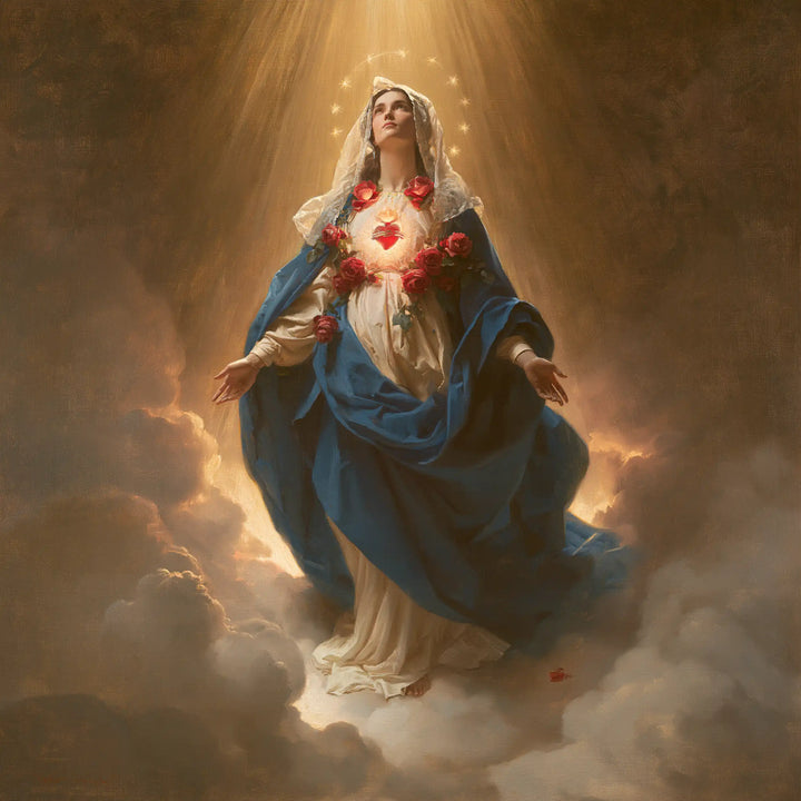 Immaculate Heart of Mary - Mary upon the Clouds with the Immaculate Heart · Square n° 4