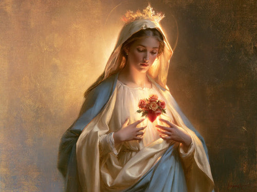 the peace and purity of the Immaculate Heart of Mary in Peace and Purity of Mary's Heart style, landscape Christian artwork no. 5