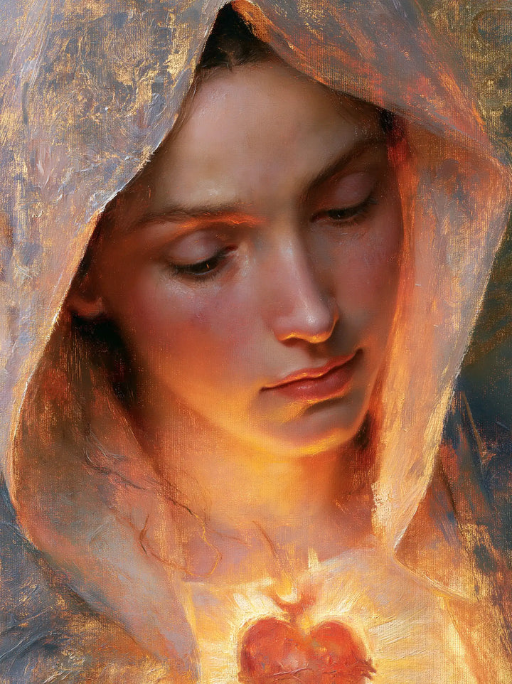 The Immaculate Heart of Mary — The Orange Glow Beneath the Lilac Veil