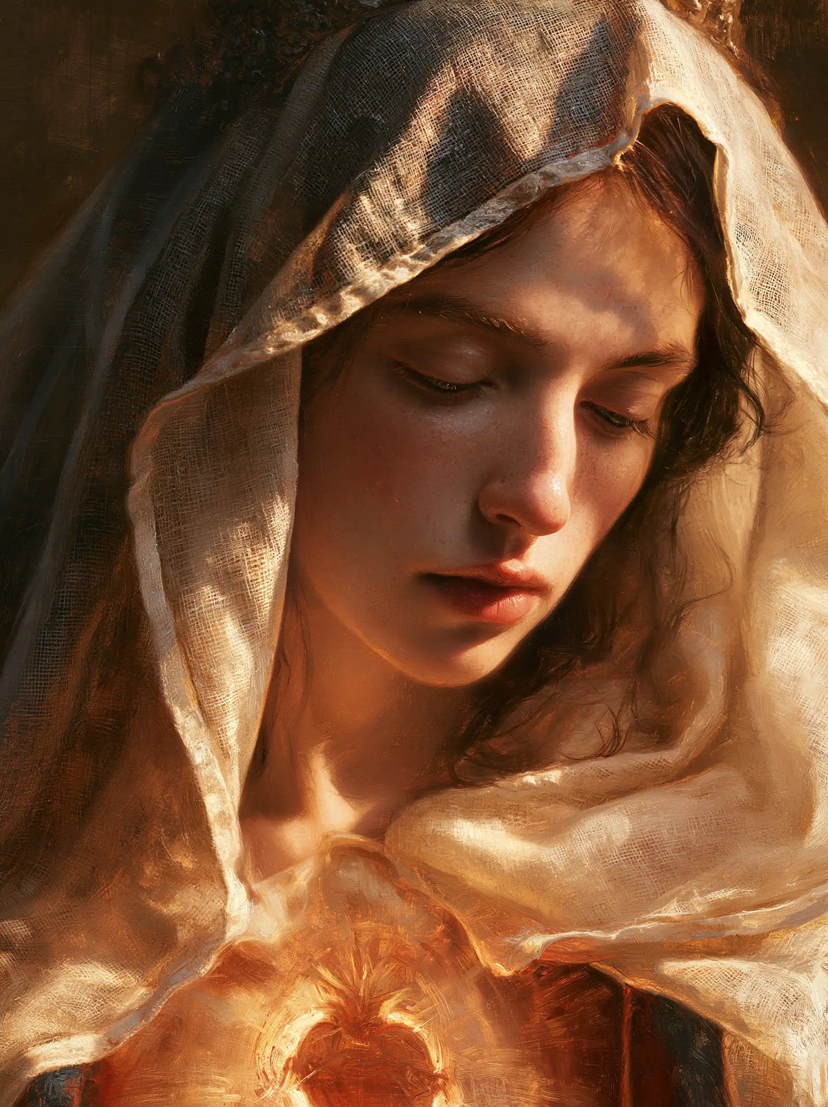 The Immaculate Heart of Mary — The Heart Beneath the Luminous Collar Folds