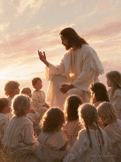 Jesus and the Children — Golden Heads and the Peaceful Gesture