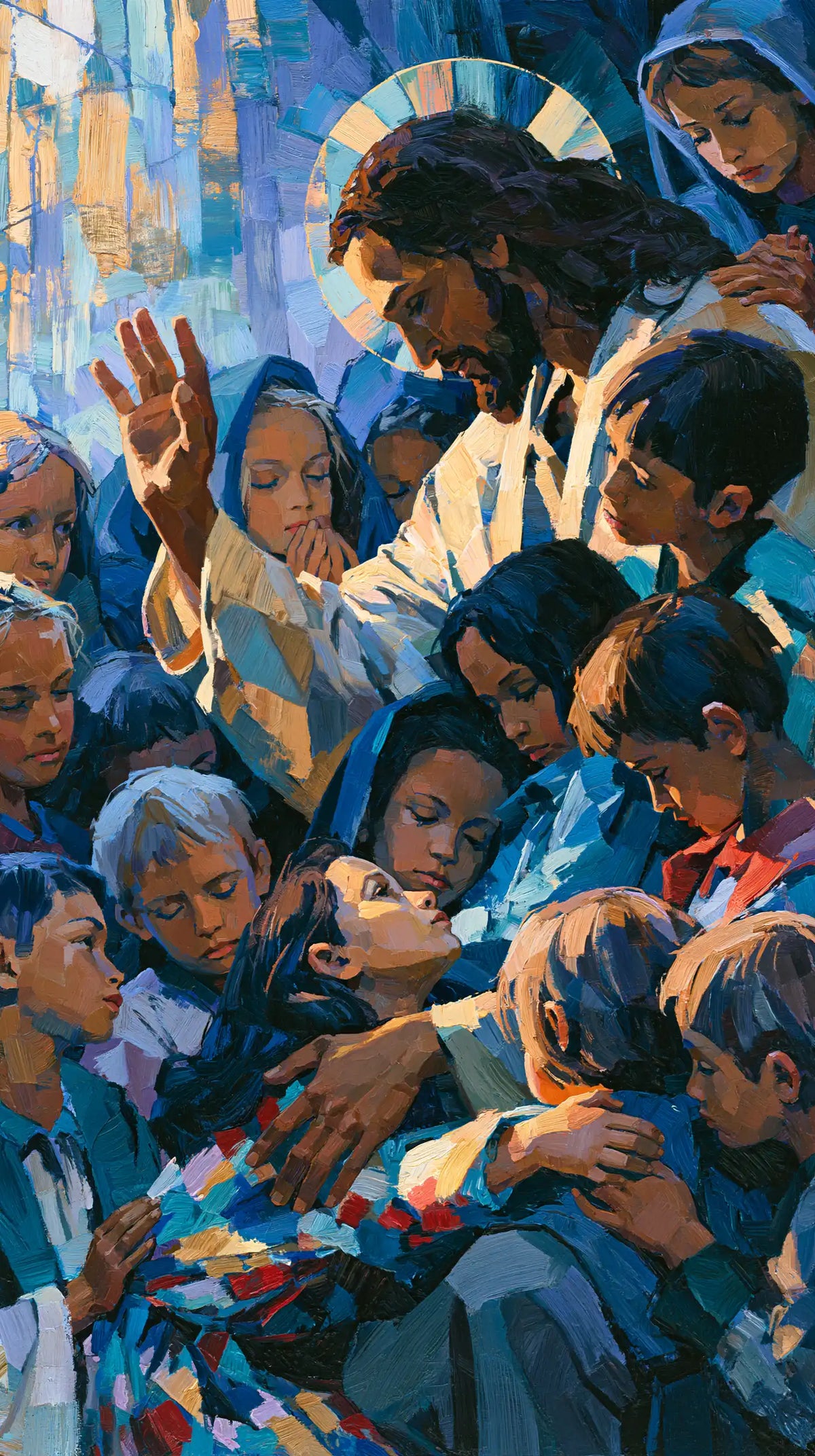 Jesus and the Children — The Blue Shelter beneath the Pearly Circle