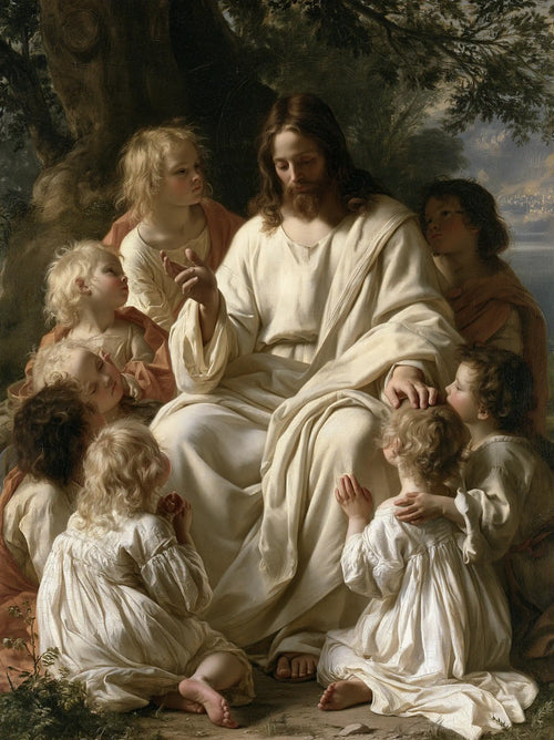 Jesus with children in Florentine Renaissance style in Florentine Renaissance style, portrait Christian artwork no. 10