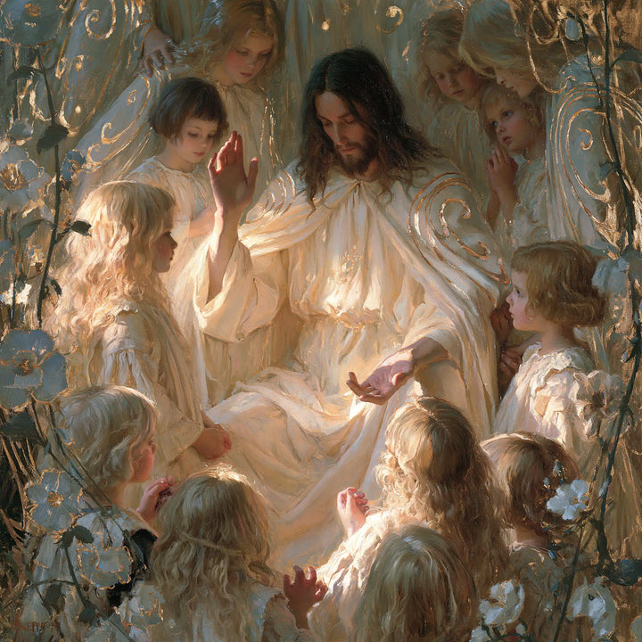Jesus and the Children - Sacred Art Nouveau · Square n° 5
