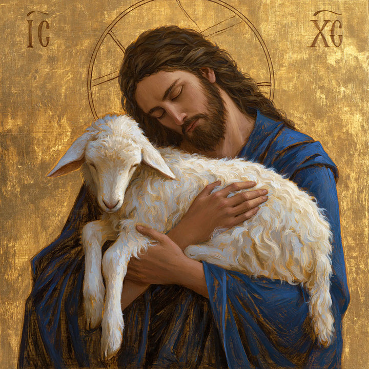 Jesus and the Lamb - Contemporary Byzantine · Square n° 2