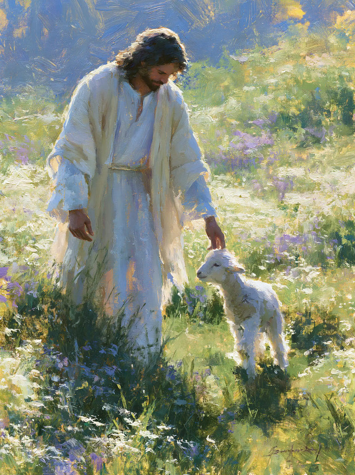 Jesus and the Lamb - Impressionist · Portrait n° 14