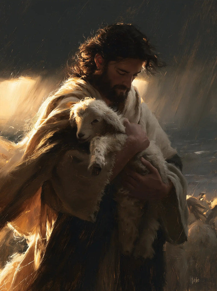 Jesus and the Lamb - Jesus Protecting the Lamb · Portrait n° 15