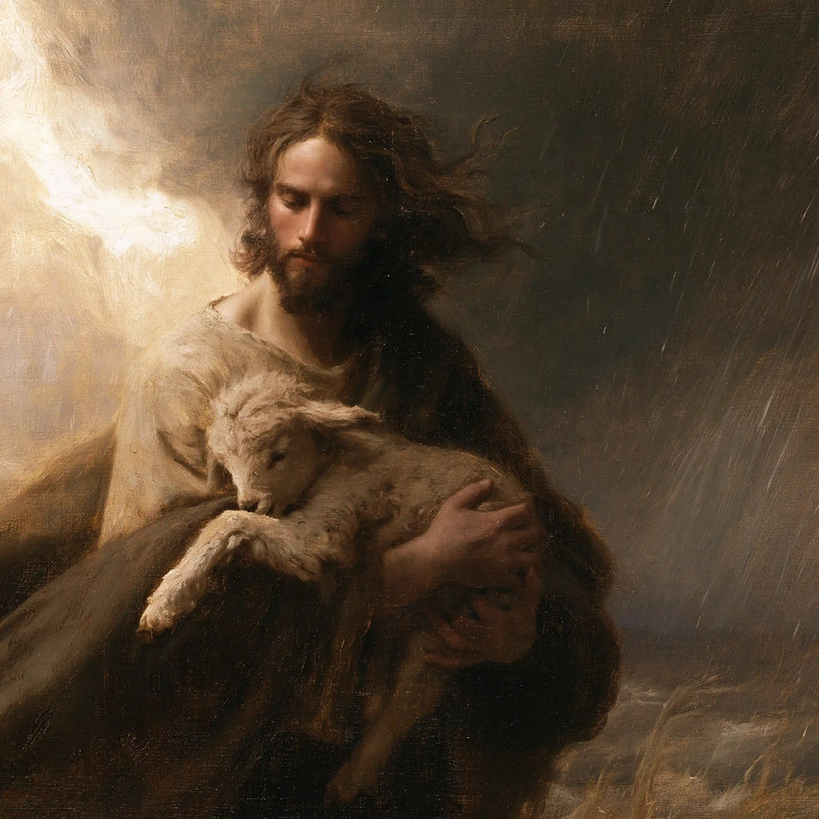 Jesus and the Lamb - Jesus Protecting the Lamb · Square n° 7