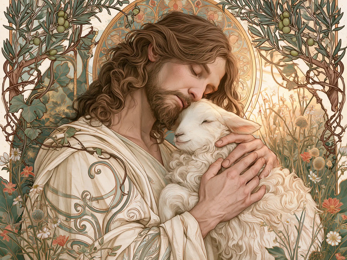 Jesus and the Lamb — A Cheek in the Garden of Tenderness