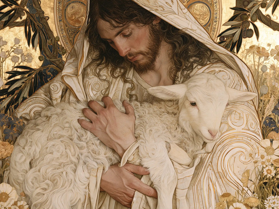 Jesus and the Lamb - Sacred Art Nouveau · Landscape n° 6