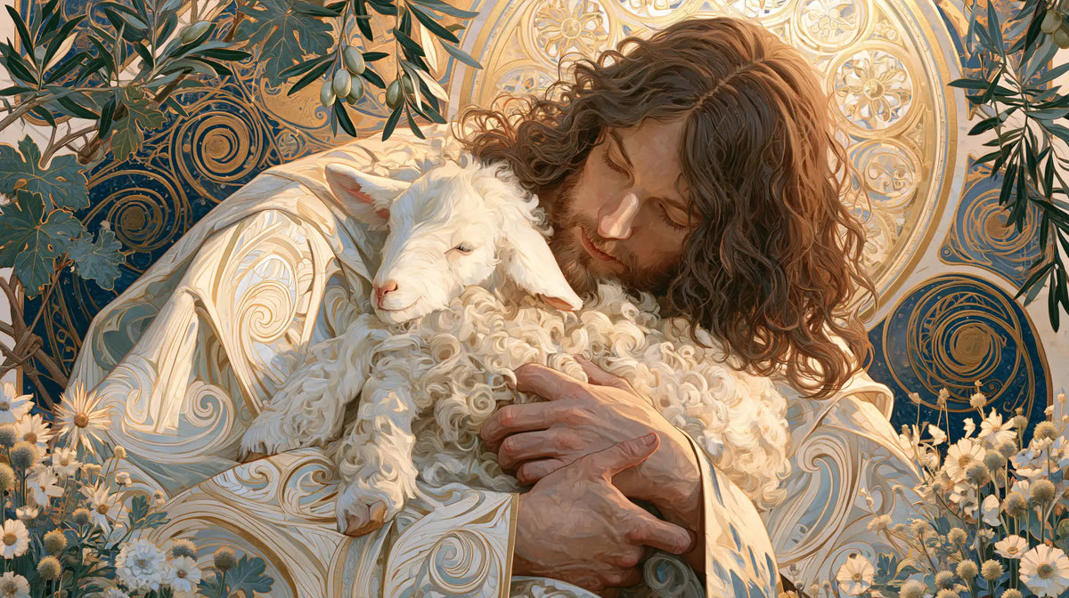 Jesus and the Lamb — Sleep in a Mother-of-Pearl Garden
