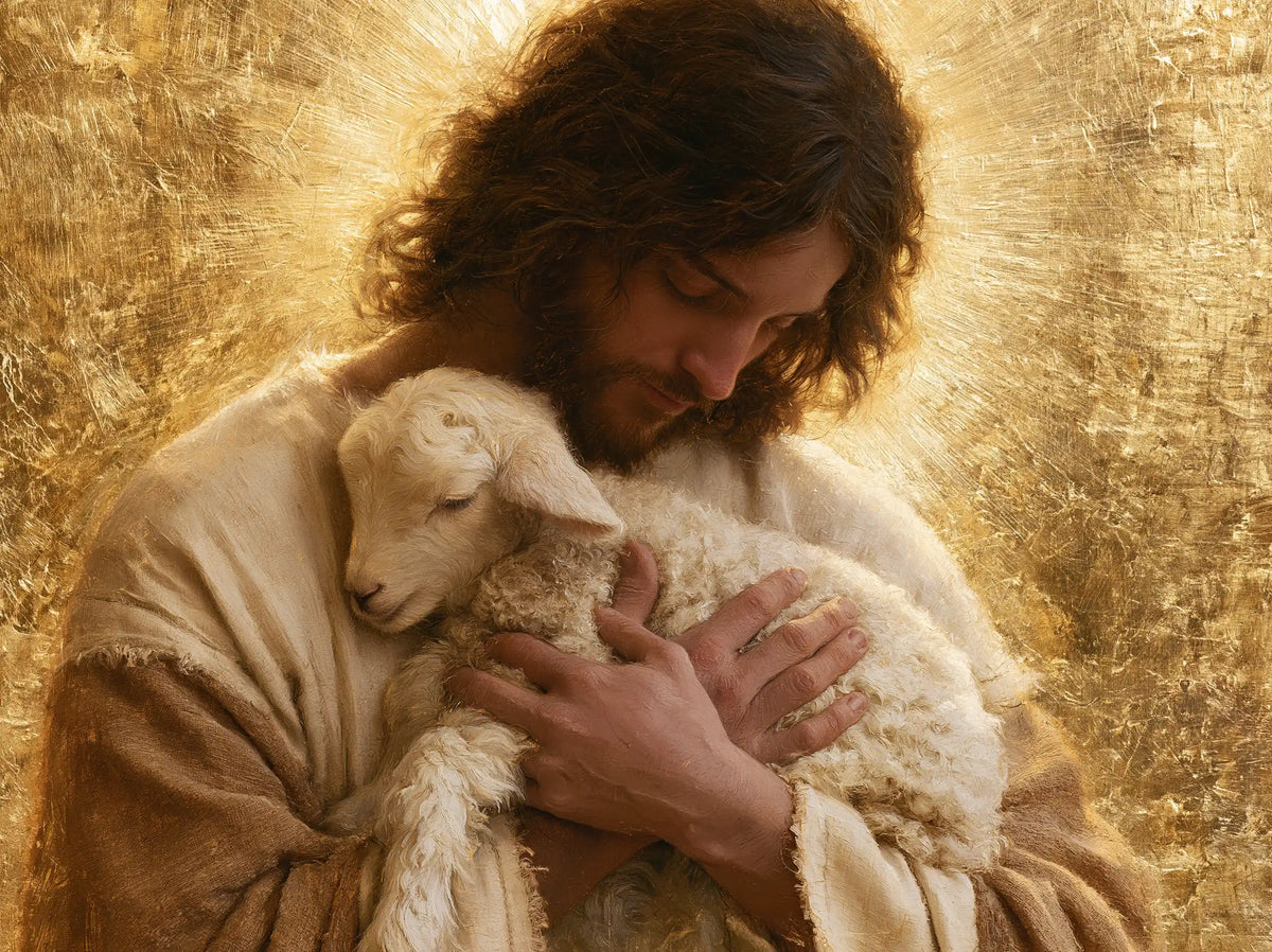 Jesus and the Lamb — The Crossed Heart in Golden Light
