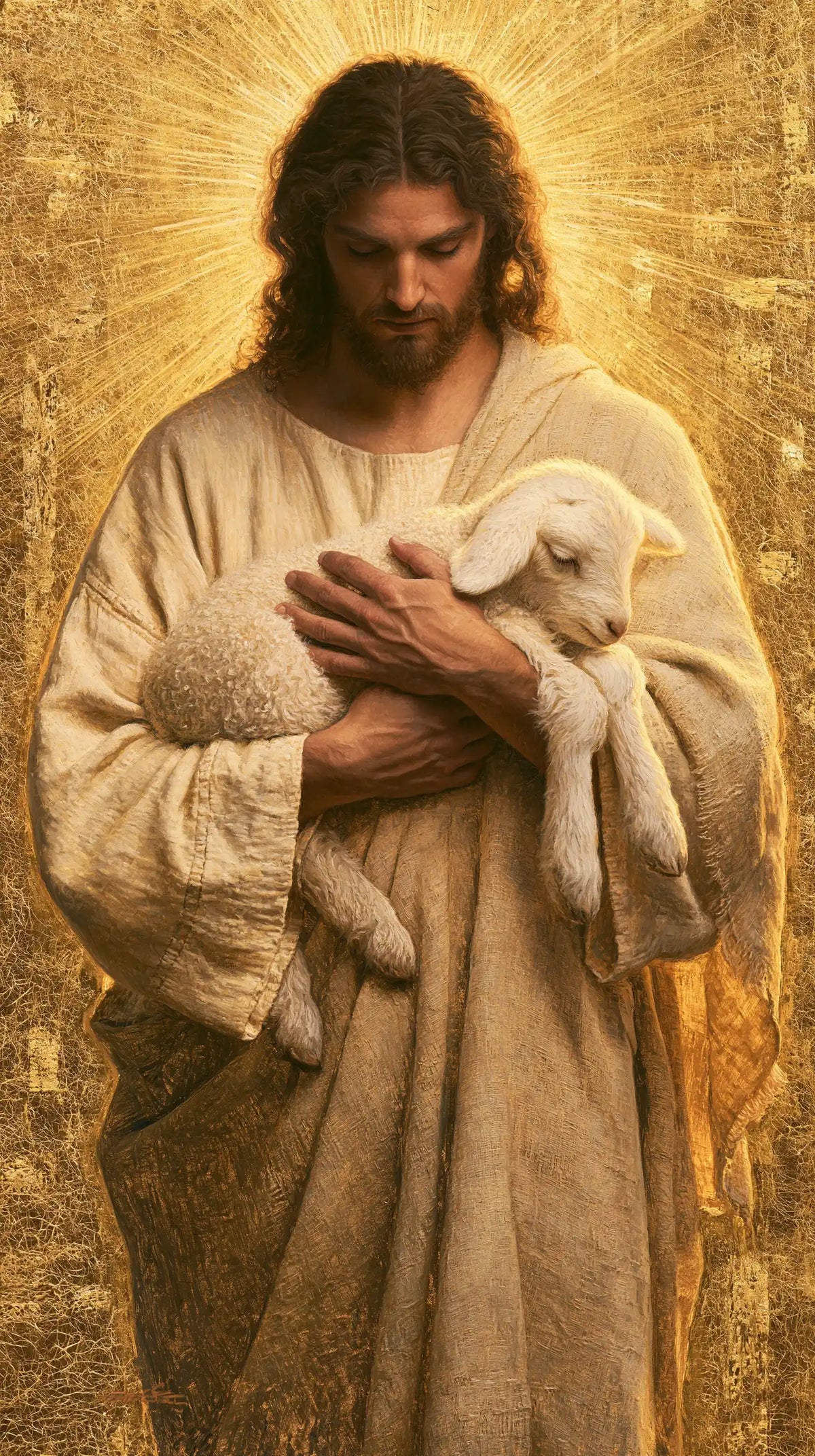 Jesus and the Lamb — Innocence in the Long Golden Robe