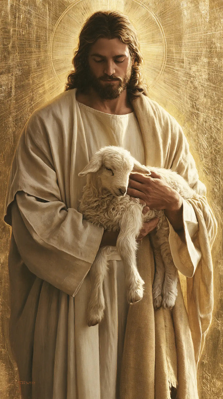 Jesus and the Lamb - Sacred Gold · Portrait n° 4
