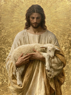 Jesus and the Lamb — The Shepherd with Engraved Rays
