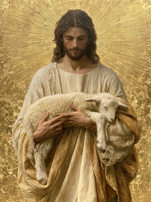 Jesus and the Lamb — The Shepherd with Engraved Rays