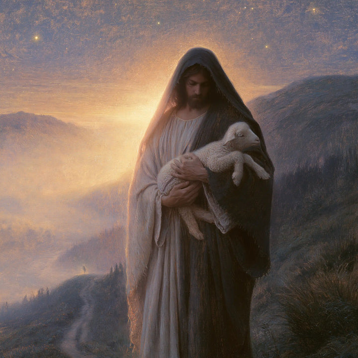 Jesus and the Lamb - Symbolist · Square n° 7