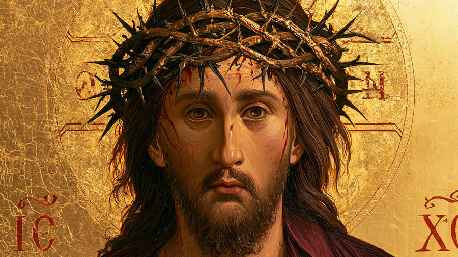 Jesus Crowned with Thorns — The Crown with Ink-Like Shadows