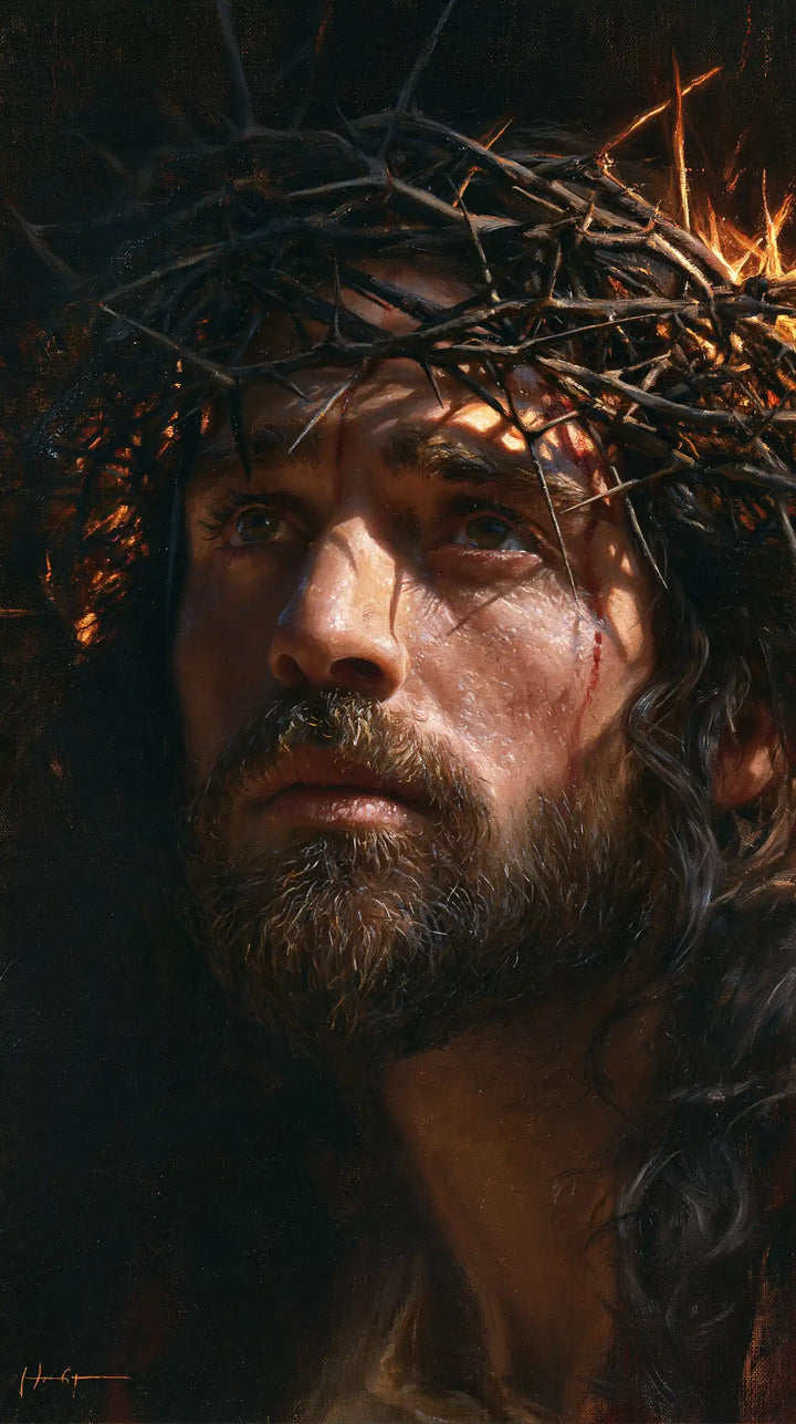 Jesus Crowned with Thorns — The Crown above Deep Blue