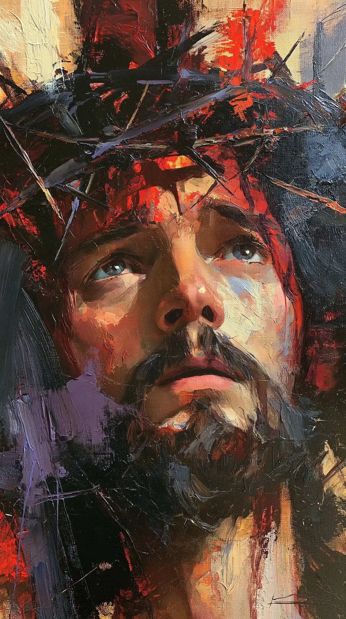 Jesus Crowned with Thorns — Blue in the Fiery Gaze