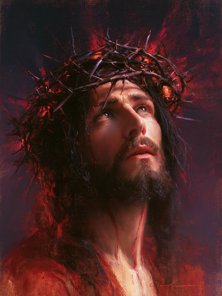 Jesus Crowned with Thorns — The Neck in Carmine Ascent