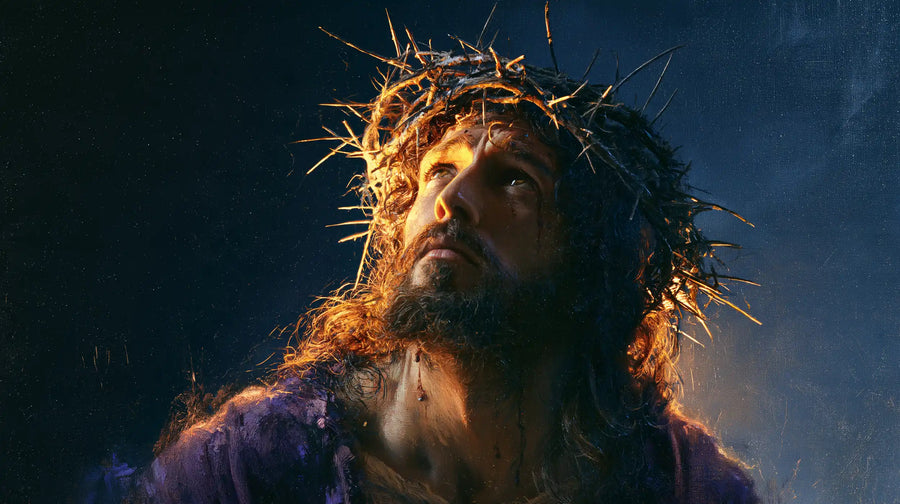 Jesus Crowned with Thorns — The Glowing Crown in Blue