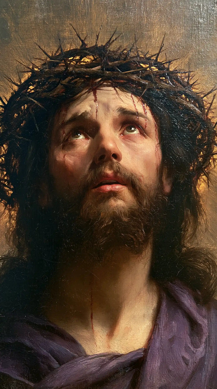 Jesus Crowned with Thorns — The Gaze in Golden Ash