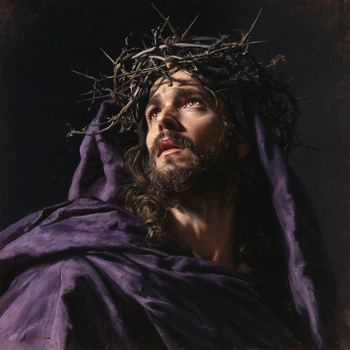 Jesus Crowned with Thorns — The Dark Hood of Supplication
