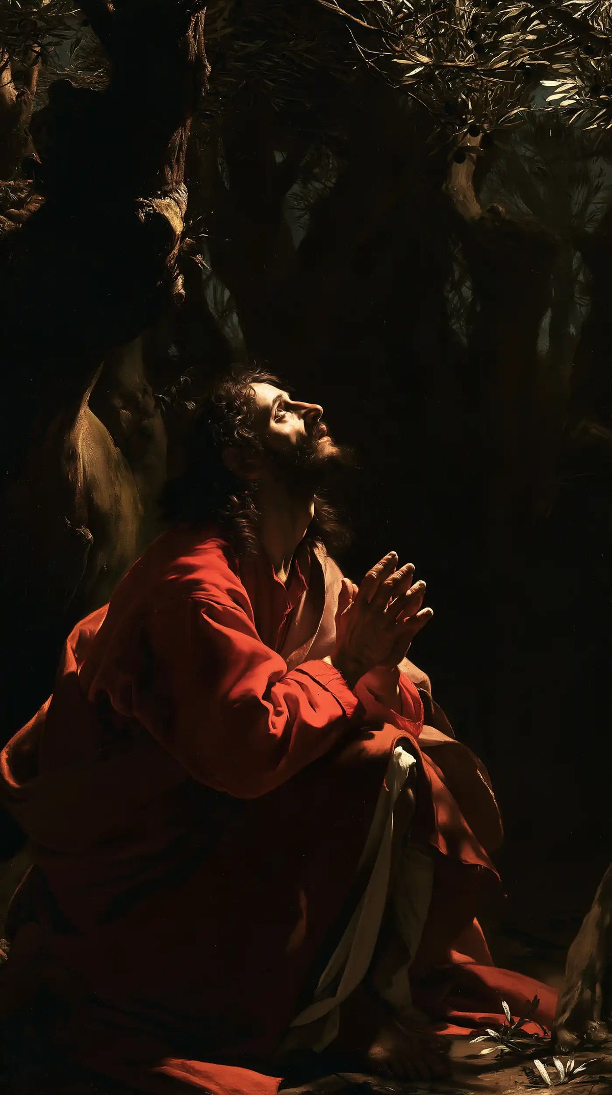 Jesus in Gethsemane - Caravaggio Tenebrism · Portrait n° 6