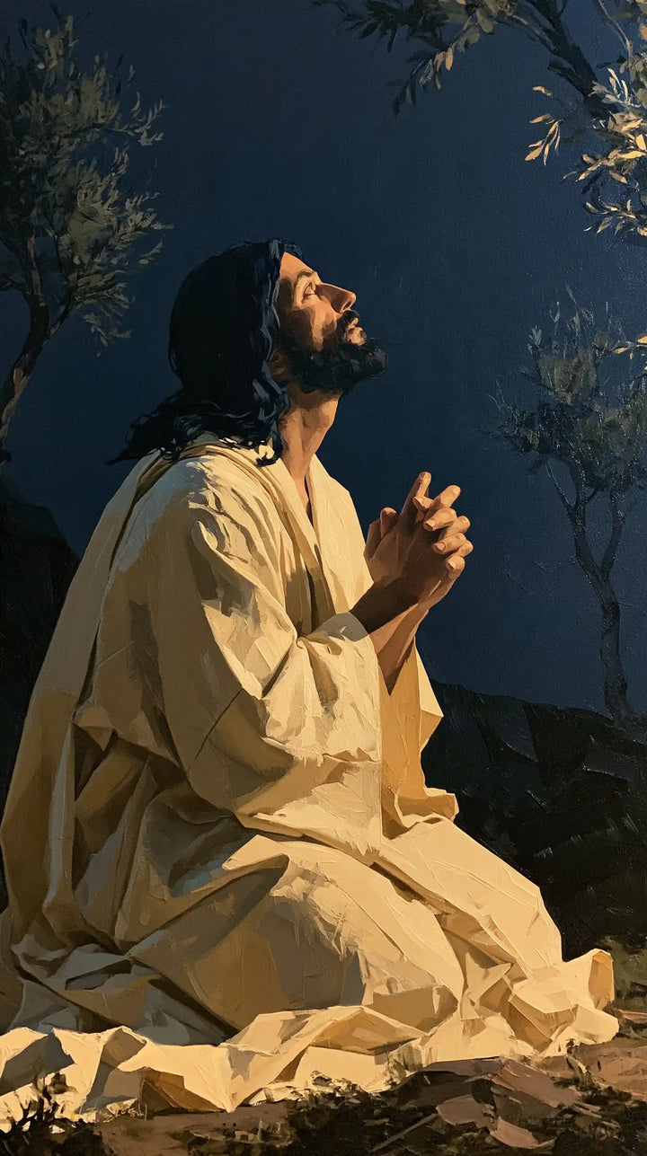 Jesus in Gethsemane — Hope above the Broken Folds