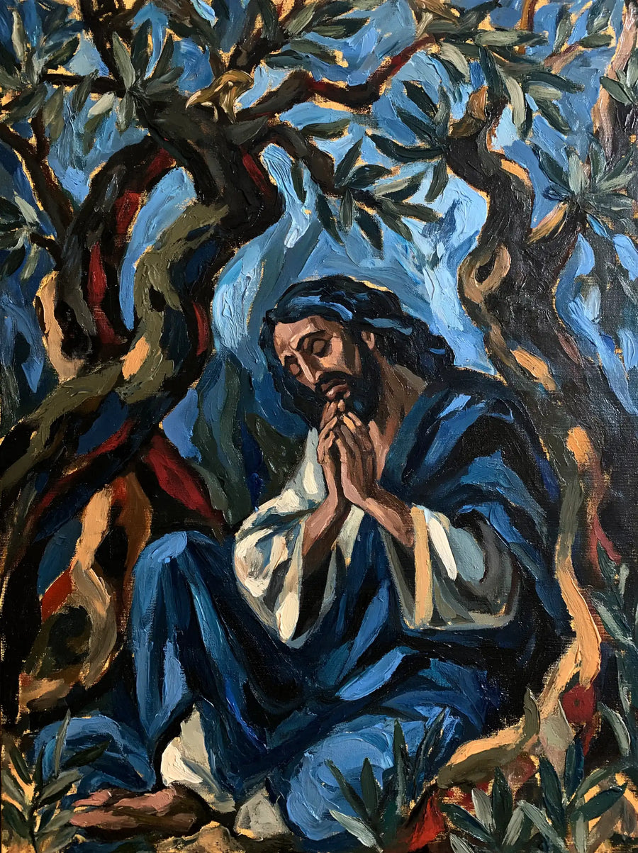 Jesus in Gethsemane — Quiet Hands in the Shifting Wood