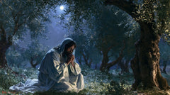 Jesus in Gethsemane — The Pale Cloak beneath the Veiled Moon