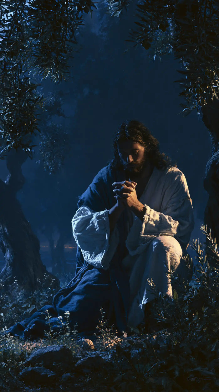 Jesus in Gethsemane - Midnight Blue Chiaroscuro · Portrait n° 2