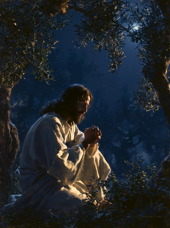Jesus in Gethsemane - Midnight Blue Chiaroscuro · Portrait n° 14