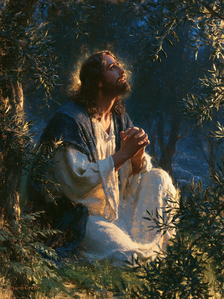 Jesus in Gethsemane - Gethsemane in Midnight Blue, Olive and Gold · Portrait n° 10