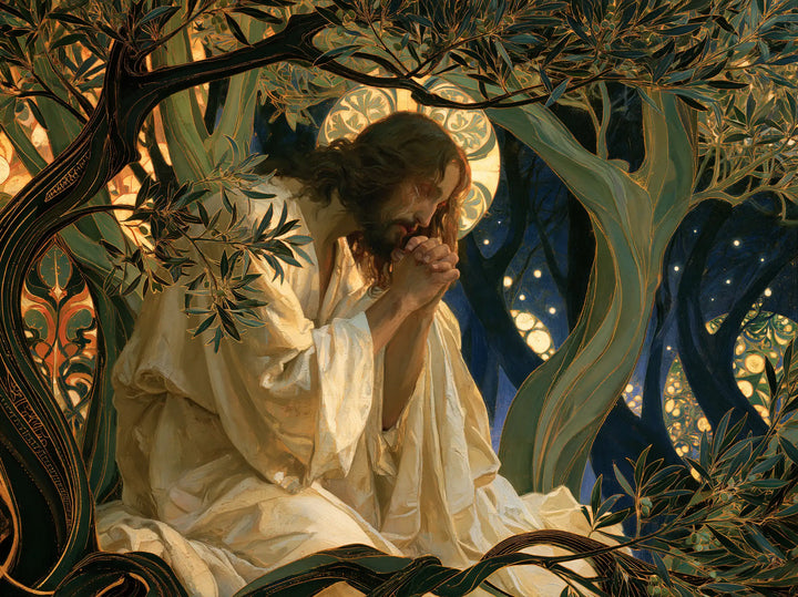 Jesus in Gethsemane - Sacred Art Nouveau · Landscape n° 2