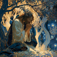 Jesus in Gethsemane — Surrender in a Forest of Gold and Ink