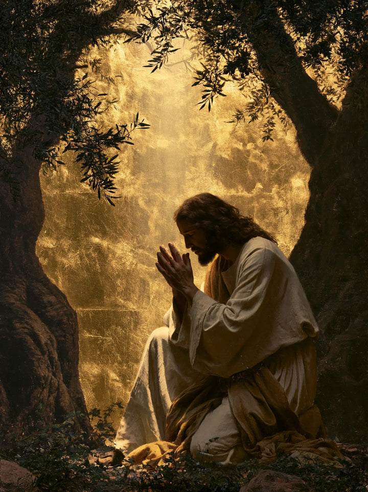 Jesus in Gethsemane — Reverence before the Amber Cascade
