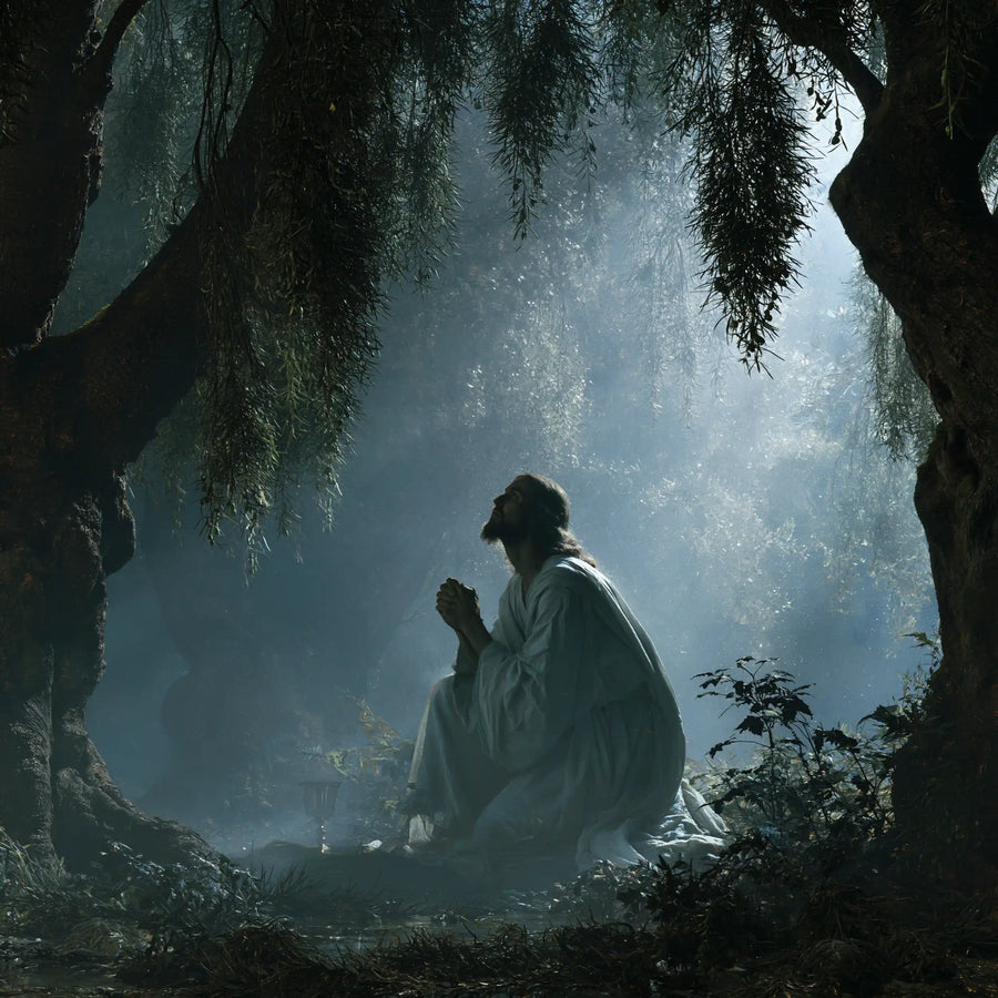 Jesus in Gethsemane — Reverence in the Veil of Trees