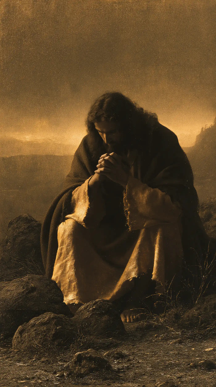 Jesus in the Desert — Contemplation in Golden Ash