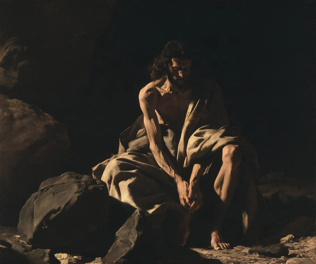 Jesus in the Desert - Caravaggio Tenebrism · Landscape n° 6