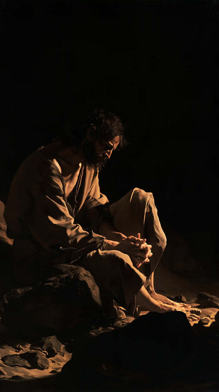 Jesus in the Desert - Caravaggio Tenebrism · Portrait n° 2