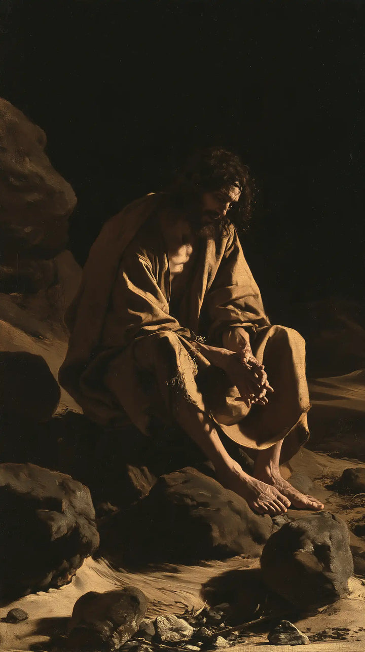 Jesus in the Desert - Caravaggio Tenebrism · Portrait n° 11