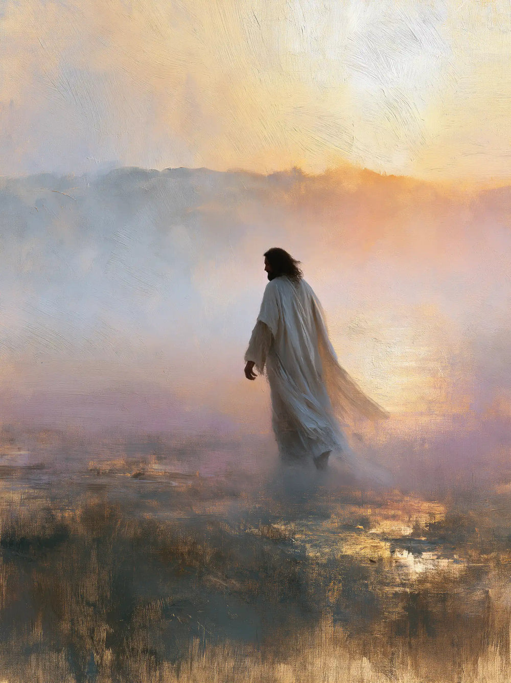 Jesus in the desert during the temptation in Impressionist style, portrait Christian artwork no. 21